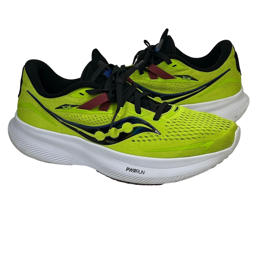 Saucony Ride 15 Running Shoes Mens 9 Citron Yellow Black PWRRUN S20729-25